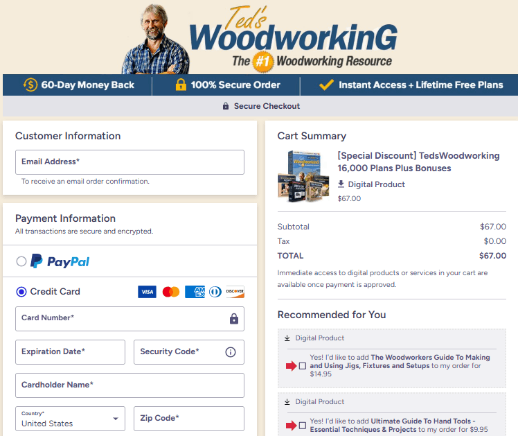 Teds Woodworking Checkout Page